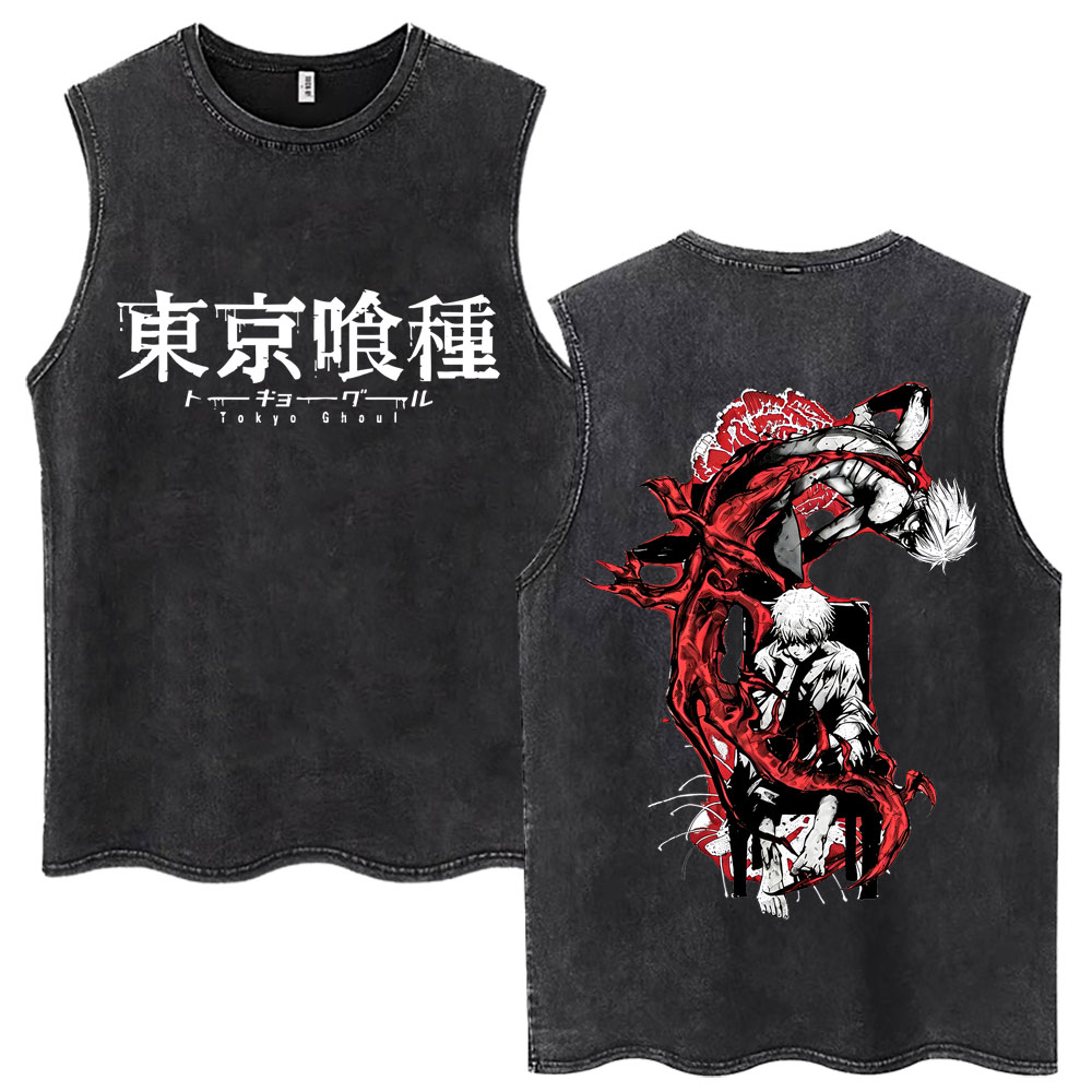 Vintage Ken Fashion - تي شيرت ياباني بدون أكمام من