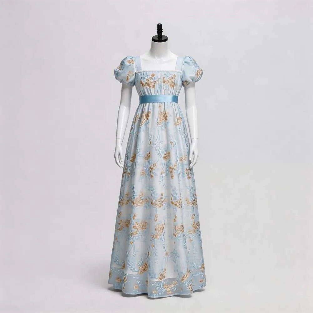 Vintage Fashion Dress - فستان شاي ريجنسي أوروبي عتيق الطراز،